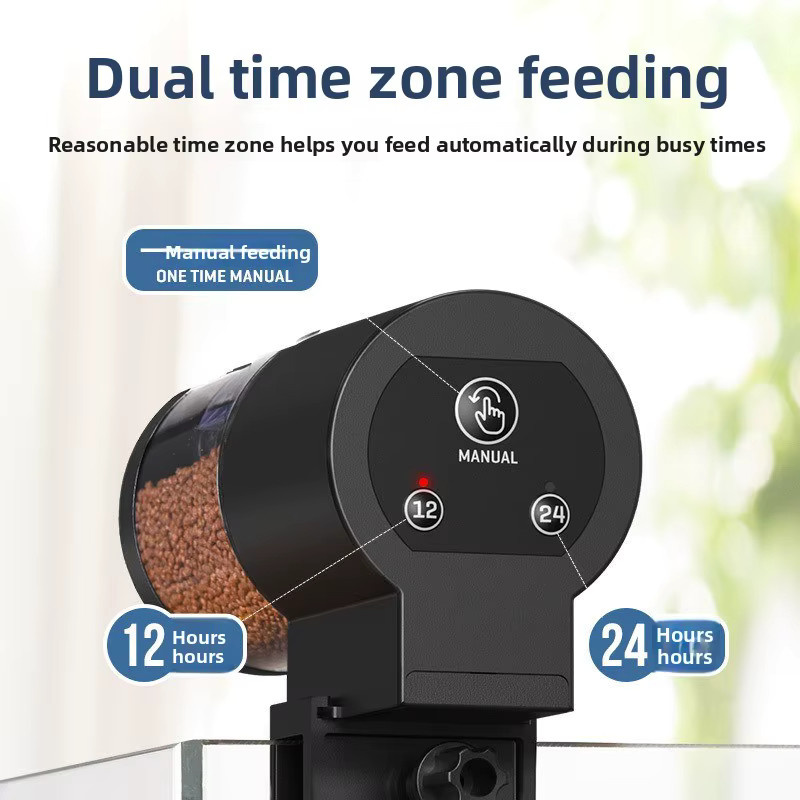 YTYIN Automatischer Fischfütterer Schwarz, Digitaler Programmierbarer Aquarium-Futterspender mit Timer, IP66 Wasserdicht für Teich und Schildkrötenbecken, 100 ml - Bild 5
