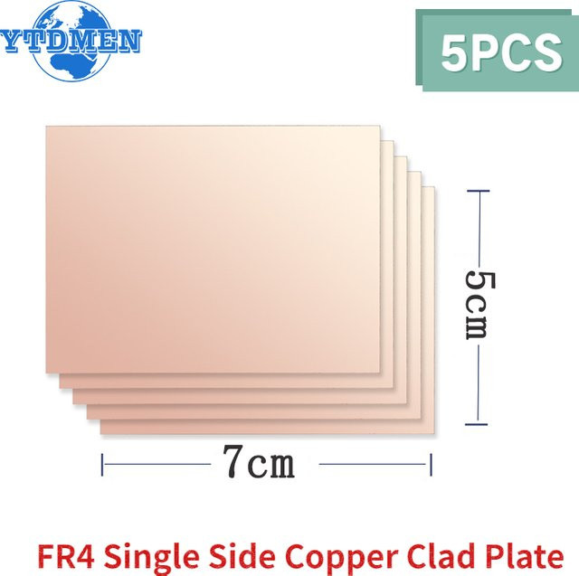 YTDMEN 5er Set FR4 PCB Einseitige Kupfer Platine DIY Laminat Kit, Farbe: Gold, B/T: 5 x 7 cm - Bild 1