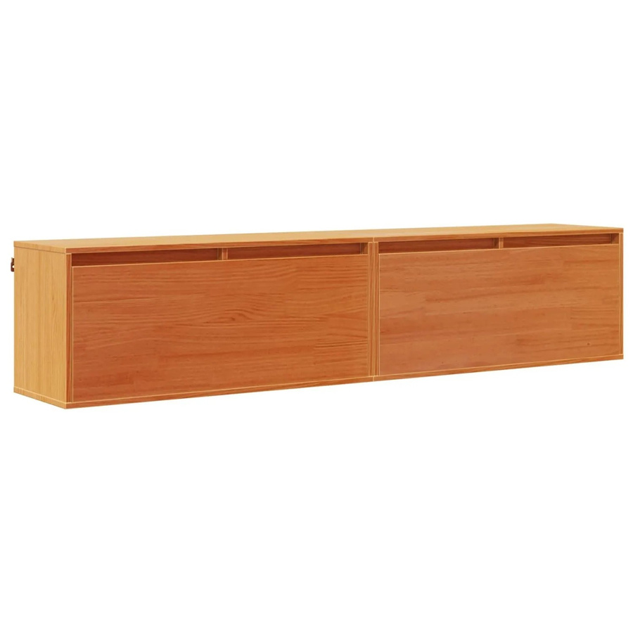 vidaXL Wandschrank aus massivem Kiefernholz mit Tür und Regal, 2er-Set, Wachsbraun, B/T/H: 80 x 30 x 35 cm - Bild 2