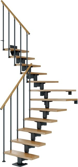 Dolle Mittelholmtreppe Cork 1/4 gewendelt in Eiche Anthrazit mit einer Breite: 75 cm und einer Gesamtlänge: 270 cm - Bild 1