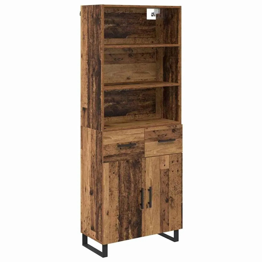 vidaXL Highboard Altholz in Braun mit Schranktüren und Regalfächern, B/T/H: 69,5 x 34 x 180 cm - Bild 2