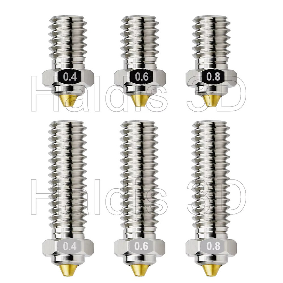 YUNSN 3D V6 Volcano Düsen Set aus gehärtetem Stahl und Bimetall in Gold DLC für FDM 3D Drucker Ersatzteile (0,4mm / 0,6mm / 0,8mm) - Bild 5