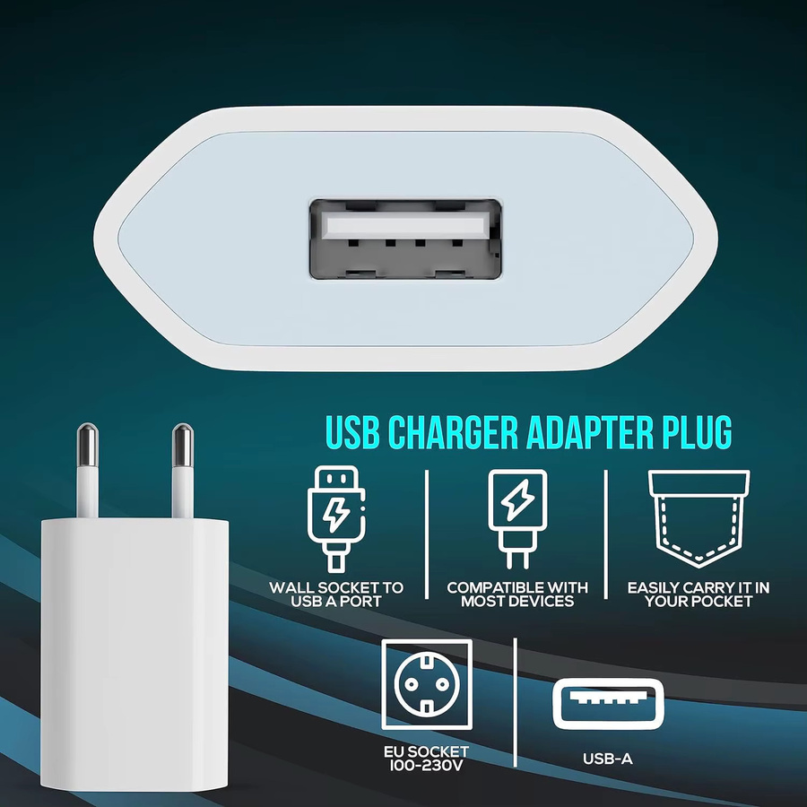TAQKRED USB Reise-Wandladegerät Set 5V 1A in Weiß für Apple iPhone, 5 Stück - Bild 2