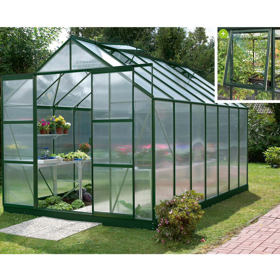 Vitavia Gewächshaus Jupiter 11500 in Smaragdgrün mit Polycarbonat-Platten und Aluminiumrahmen, 11,5 m² - Bild 4