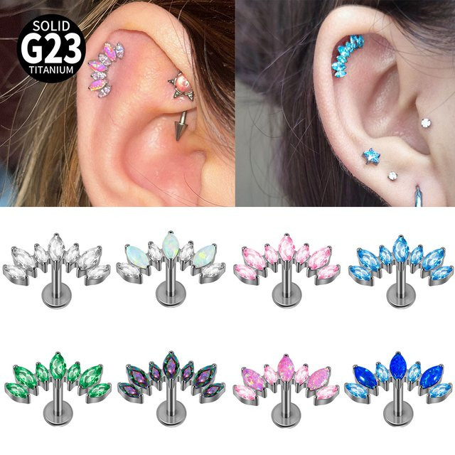 Piercing Ohrring Titan, Zirkonia, Silber, Unisex - Bild 1