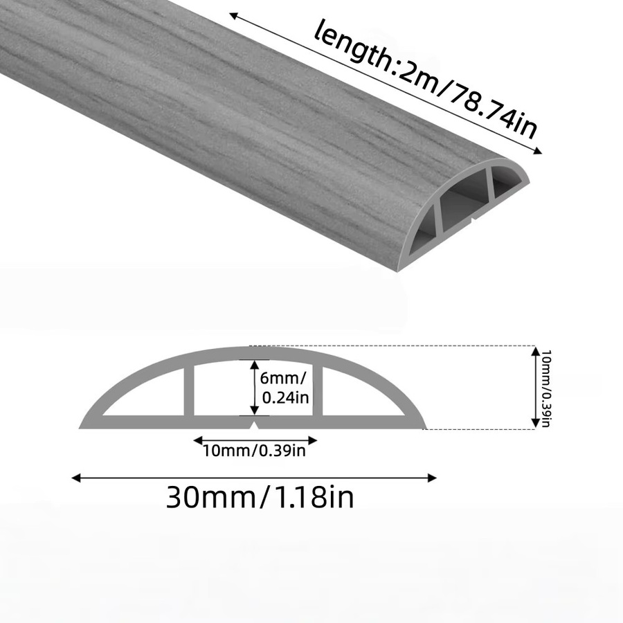 Selbstklebende Bodenschnurabdeckung aus PVC in Braun, Bodenkabelmantel zum Kabelschutz, Länge: 2 m, Breite: 3 cm - Bild 2