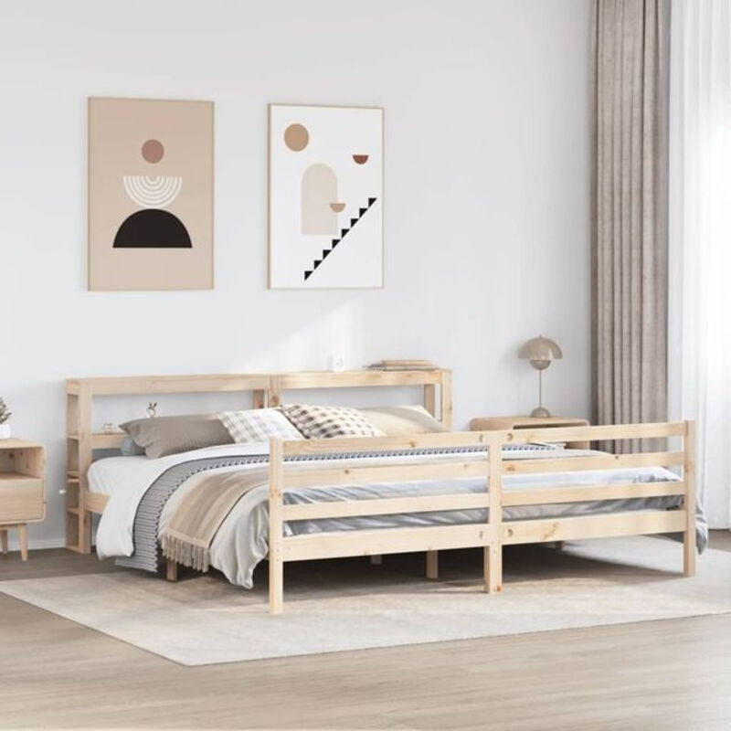 Massivholzbett Vidaxl aus Kiefernholz in Braun, Skandinavisch, B/T: 180 x 200 cm - Bild 1