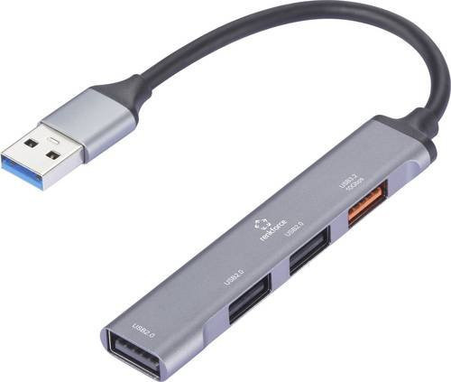 Renkforce USB-Hub RF-6855462 mit 4 USB-A Ports, USB 3.2 Gen2 10 GBit/s, Aluminiumgehäuse, Grau - Bild 1