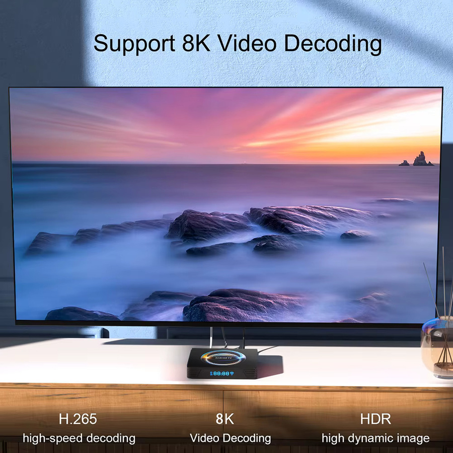 BLKJ Android 16.0 Smart TV Box 8K HD Streaming Media Player mit HDMI, Bluetooth und Dual WiFi 2,4G & 5G, Unterstützung für YouTube und Netflix, Schwarz - Bild 2
