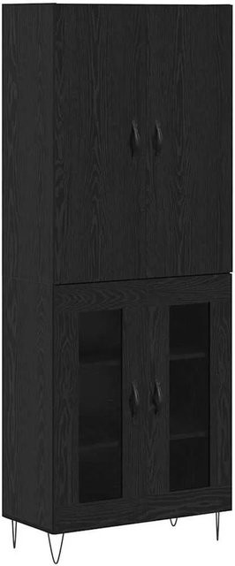 vidaXL Highboard 2-teilig in Eiche Schwarz mit Glastüren aus Ingenieurholz und Glas, B/T/H: 180 x 34 x 60 cm - Bild 1