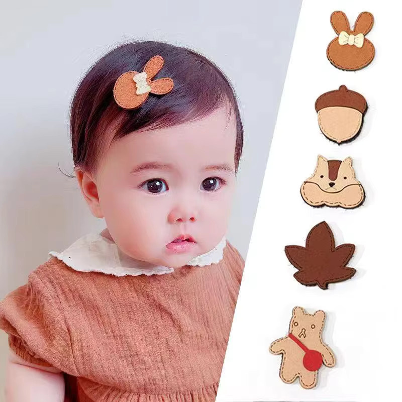 5-teiliges Set Haarspangen, Kaninchen und Bär, Erdbeer, Kinder - Bild 1