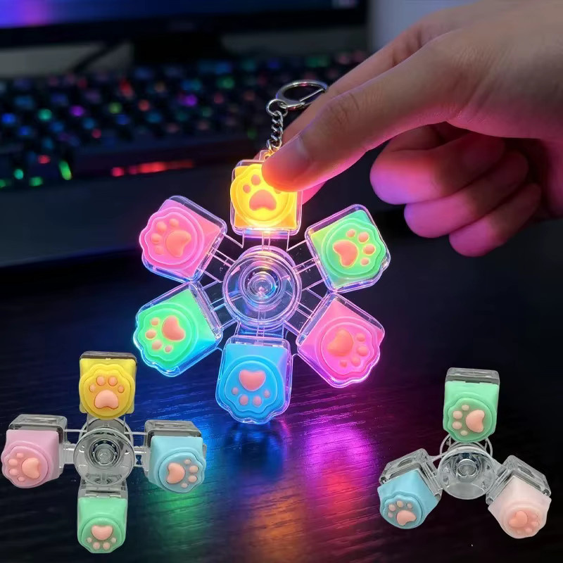 Hot Toys Katzenpfoten-Tastenkappe, Silikon-Schlüsselanhänger, Stressabbau-Fingerspinner, Stressreduzierendes Spielzeug-Knopfspielzeug - Bild 3