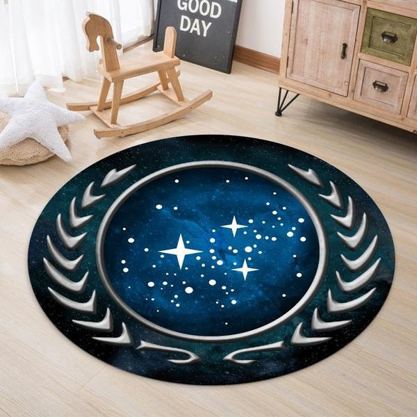 Runder Star Trek Teppich von YangJOJO in Blau, dekorative Fußmatte für Wohnzimmer und Schlafzimmer, Durchmesser: 80 cm - Bild 1