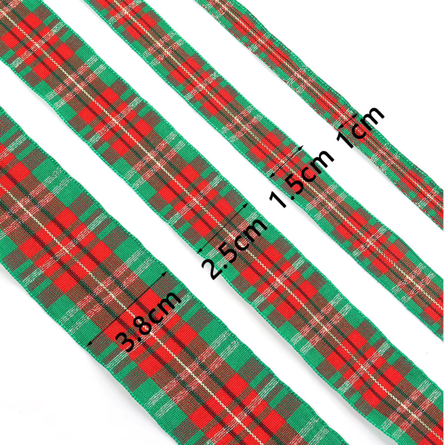 Klassisches kariertes Weihnachtsband aus Polyester in Rot und Grün für deine Geschenkverpackung und DIY-Handarbeiten - Bild 3