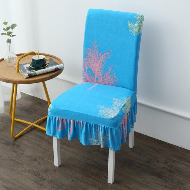Einteiliges Stuhlkissen-Set von JMG Household Supplies in Blau, elastischer Sitzbezug für Esszimmerstühle mit grafischem Design, passend für 40-55 cm - Bild 1