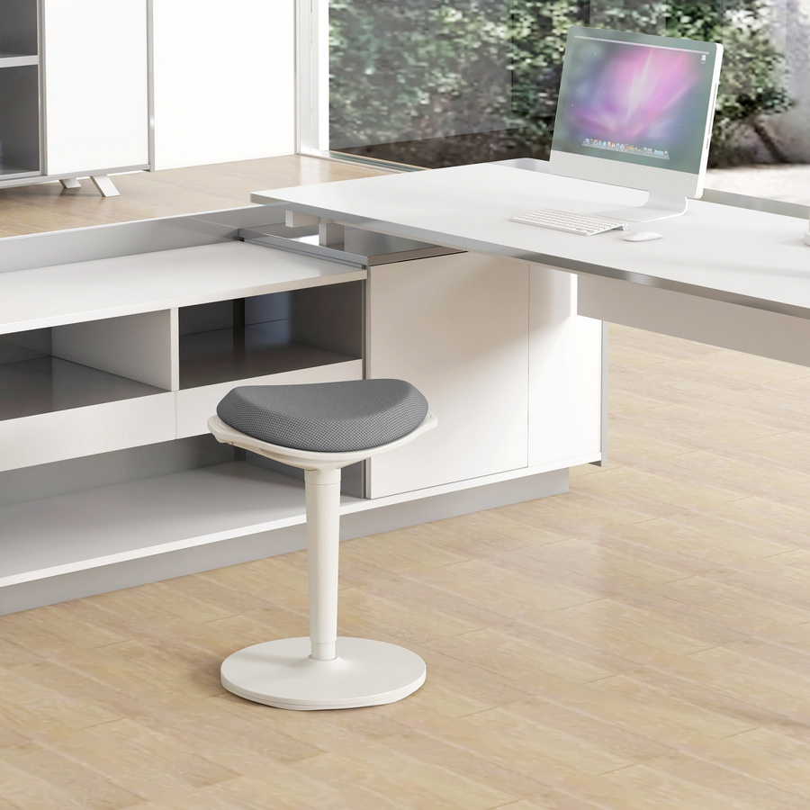HOMCOM Ergonomischer Stehhocker Grau, höhenverstellbarer und neigbarer Drehstuhl aus Netzstoff für Home-Office und professionelles Arbeiten - Bild 2