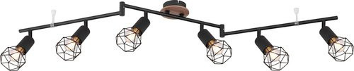 Globo Strahler Xara I 6-flammig Schwarz Matt, Deckenstrahler aus Metall für den Wohnbereich, B/T/H: 116 x 10 x 24,5 cm - Bild 2