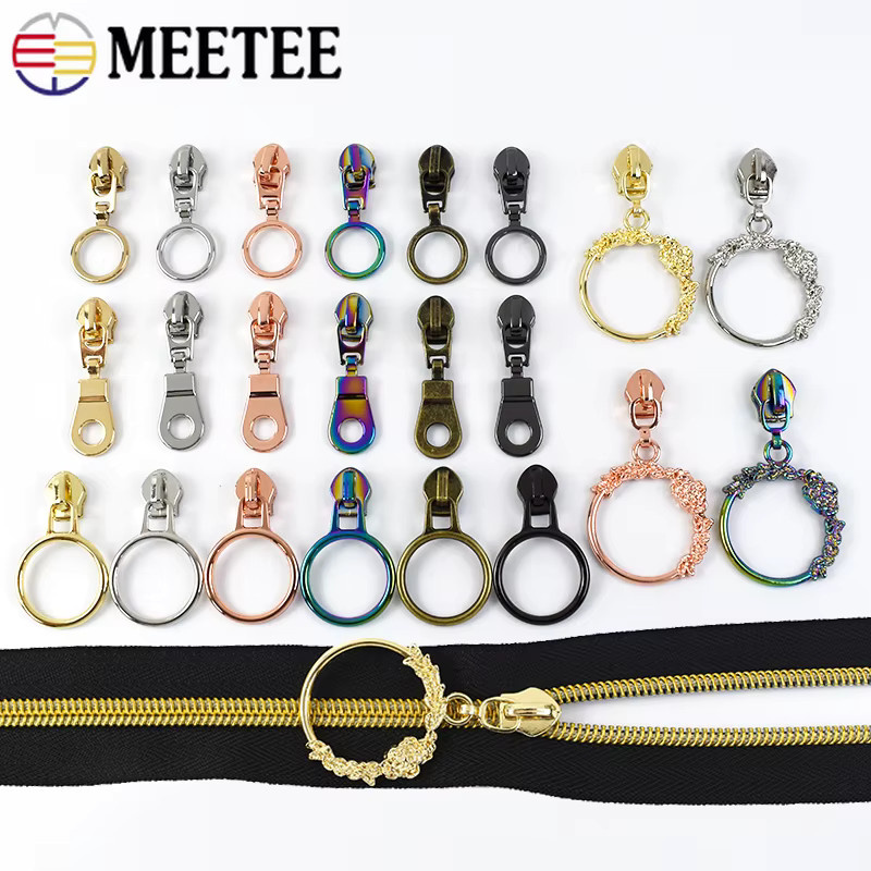 Meetee Reißverschluss-Schieber Nr. 5 aus Metall in Multicolour für Nylon-Reißverschlussbänder und Kleidung Reparatur-Set - Bild 2