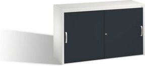 C+P Akten-Sideboard Acurado mit Schiebetüren, 2 x Ordnerhöhen, Front Schwarzgrau, Korpus Lichtgrau, H: 72,0 cm, B: 120,0 cm, T: 40,0 cm - Bild 1