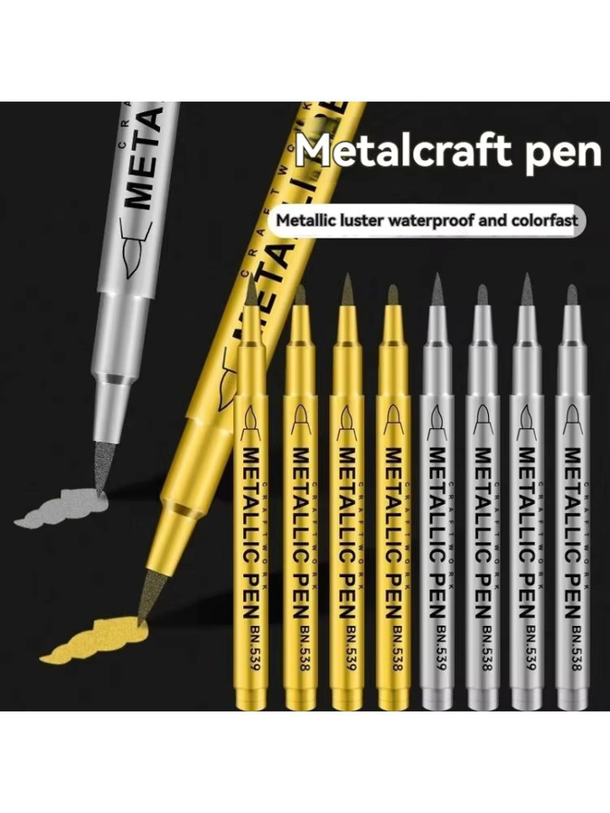 Acrylmarker Set mit Pinselspitze in Gold, Silber und Weiß für Kunst und Schreibwaren - Bild 6
