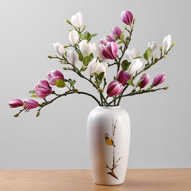 TTCY Magnolienblumen aus Kunstseide in Weiß für die Dekoration von Vasen, Fensterbank oder Garten - Bild 1