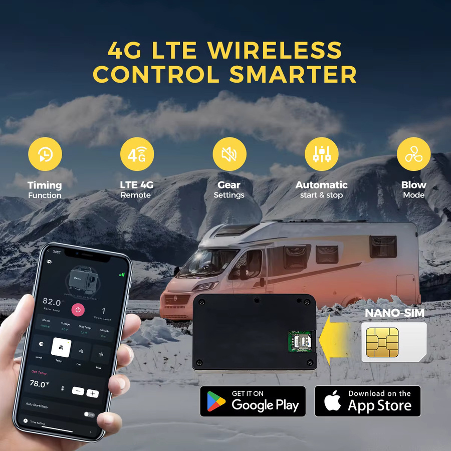 Sunster Diesel-Luftheizung 8KW mit GSM LTE 4G, LCD-Panel und Belüftung, 12V/24V/220V, Schwarz - Bild 3