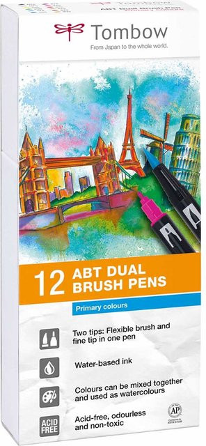 Tombow ABT Dual Brush Pen Set mit 12 mehrfarbigen Tinten-Stiften - Bild 1