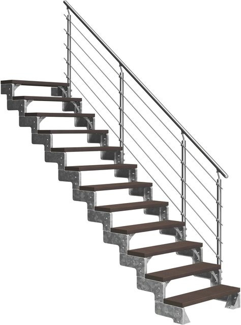 Dolle Außentreppe Gardentop 13 mit Trimax-Stufen und Prova-Geländer, Breite: 100 cm, Dunkelbraun - Bild 1