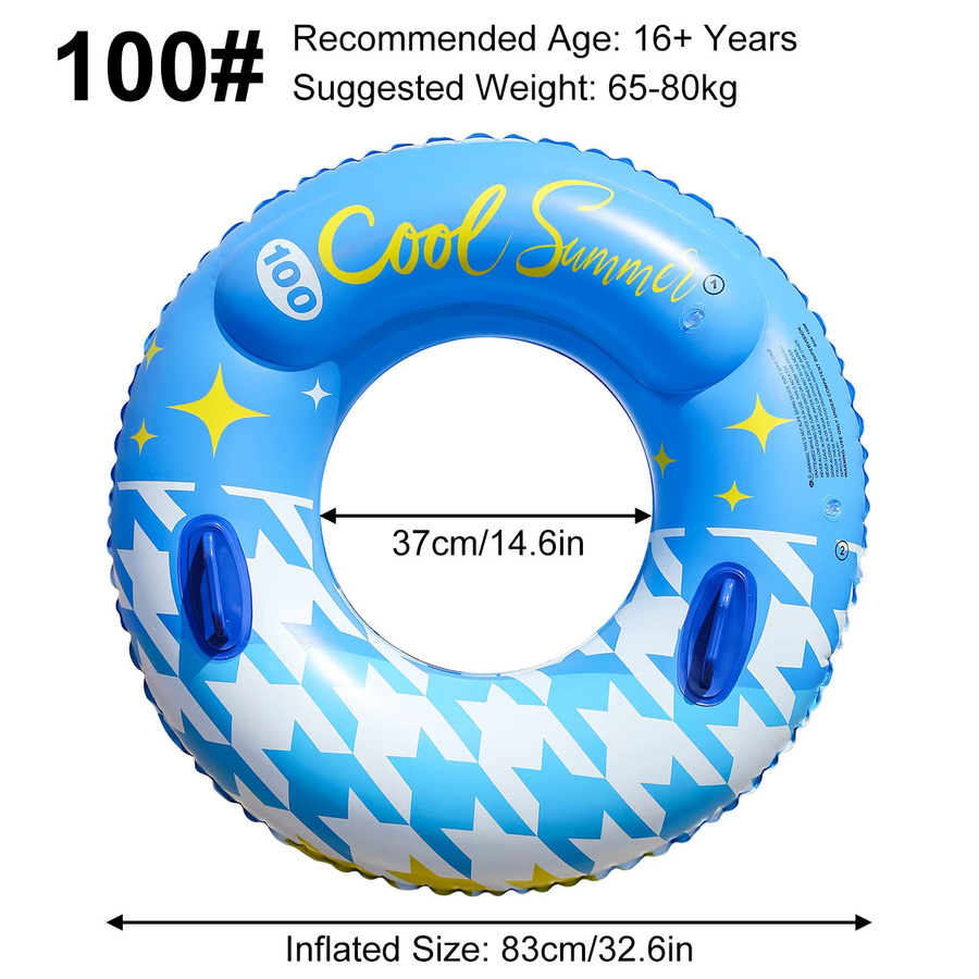 Tragbarer aufblasbarer Schwimmring mit Handgriffen, Karo-Muster, PVC, 1-teiliges Set - Bild 4