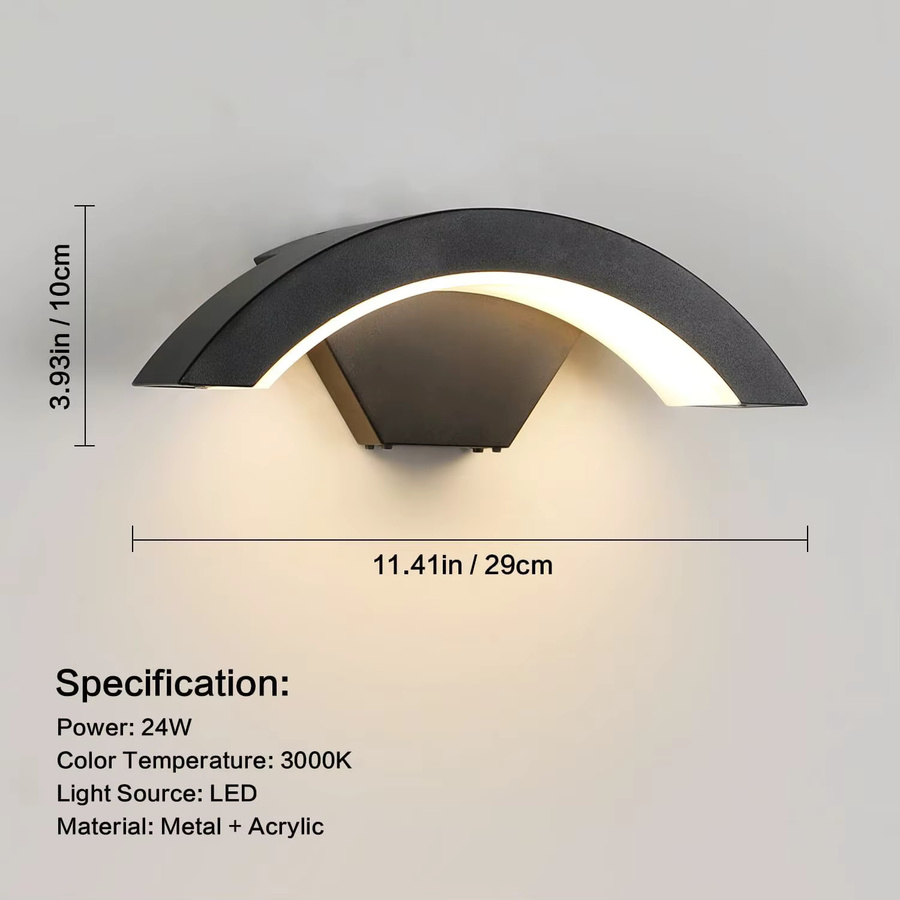 Moderne LED Außenwandleuchte in Schwarz mit Up-Down-Lichteffekt, 24 W, warmweiß 3000 K für Terrasse und Garten - Bild 2