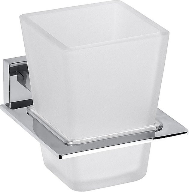 Brillantbad BASA Glashalter aus Messing mit Milchglas in Chrom und Silber, B/T/H: 8,5 x 10,0 x 12,0 cm - Bild 1