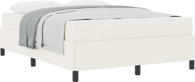 vidaXL Bettrahmen mit Matratze in Creme, modern gepolstertes Bett aus Stoff, B/T: 140 x 190 cm - Bild 1