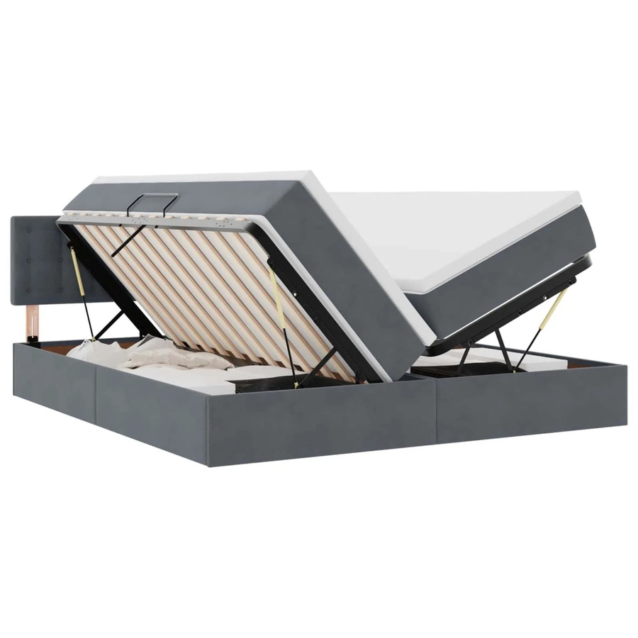 vidaXL Aufbewahrungsbett mit Matratze in Dunkelgrau, B/T/H: 100 x 200 x 78 cm - Bild 2