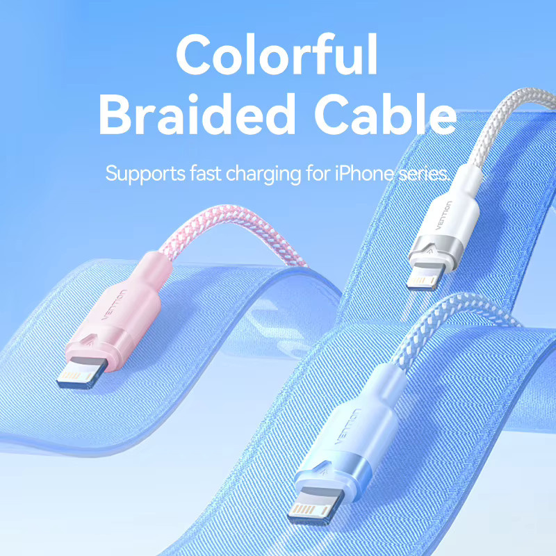 Vention USB 2.0 auf Lightning Datenkabel 2,4 A Schnellladekabel für iPhone 8-14 Serie und iPad, USB-A auf Lightning, Weiß oder Pink - Bild 4