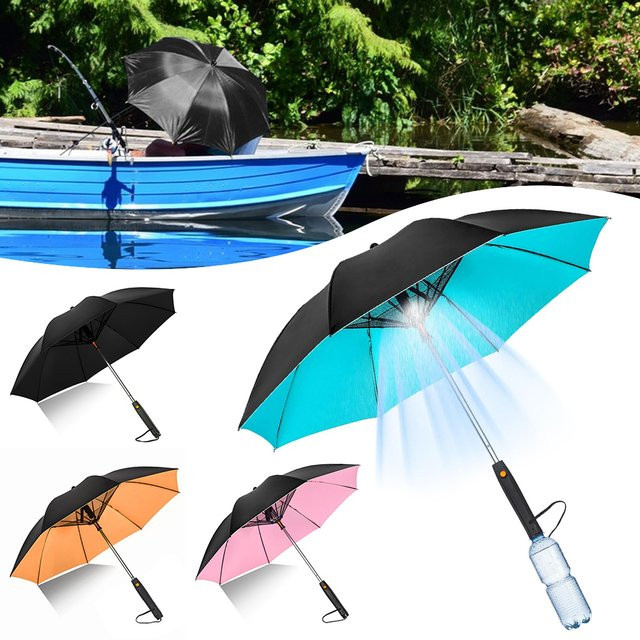 Multifunktionaler tragbarer Kühlschirm mit Ventilator und Sprühfunktion, UV-Schutz und wasserdichtem hochdichtem Material für den Außenbereich und den Strand - Bild 1