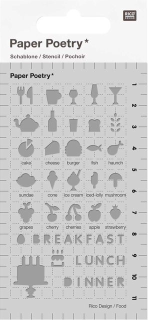 Rico Design Paper Poetry Bullet Diary Schablone Food transparent B: 7 cm, H: 12 cm - Bild 1