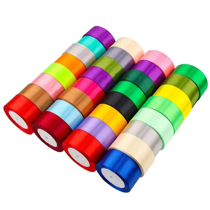 Merylover Seidensatinbänder für DIY-Bastelarbeiten und Dekoration, 25 Yards pro Rolle, erhältlich in verschiedenen Breiten und in Silber oder Multicolour - Bild 1