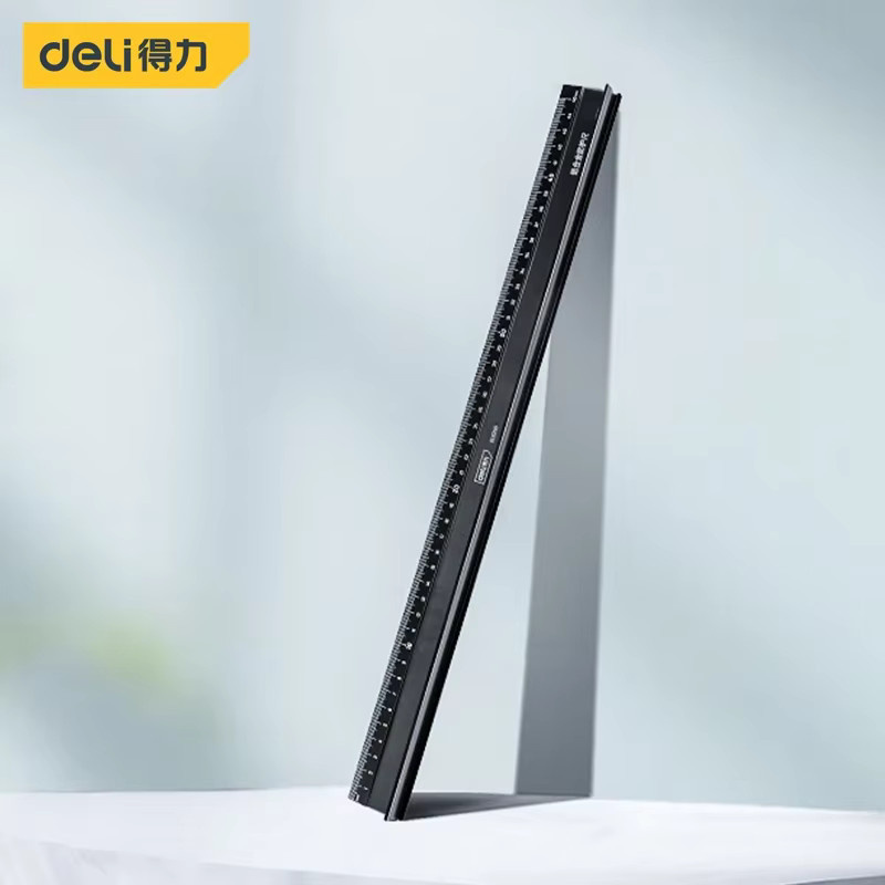 Deli Präzisionslineal aus Aluminiumlegierung in Schwarz, Länge: 45 cm - Bild 4