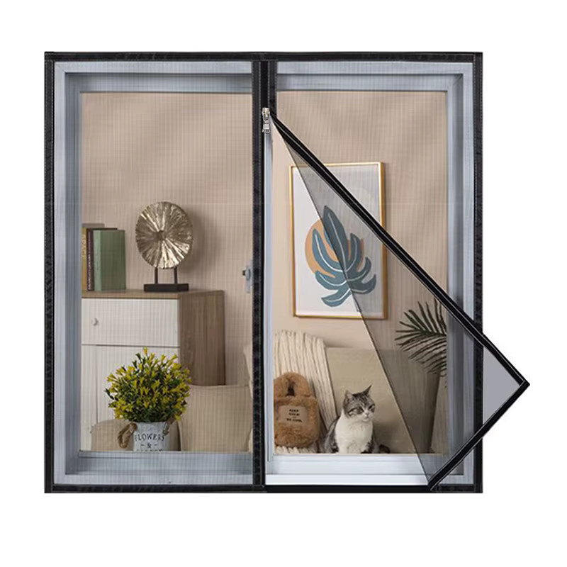 DTGJ Moskitonetz mit Reißverschluss als Fenstergitter aus Fiberglas in Schwarz - Bild 6
