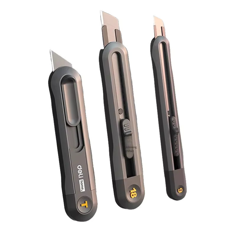 Deli Black Blade Universalmesser in Schwarz als Mehrzweck-Cutter zum Auspacken, für Tapeten und zum Papierschneiden - Bild 5