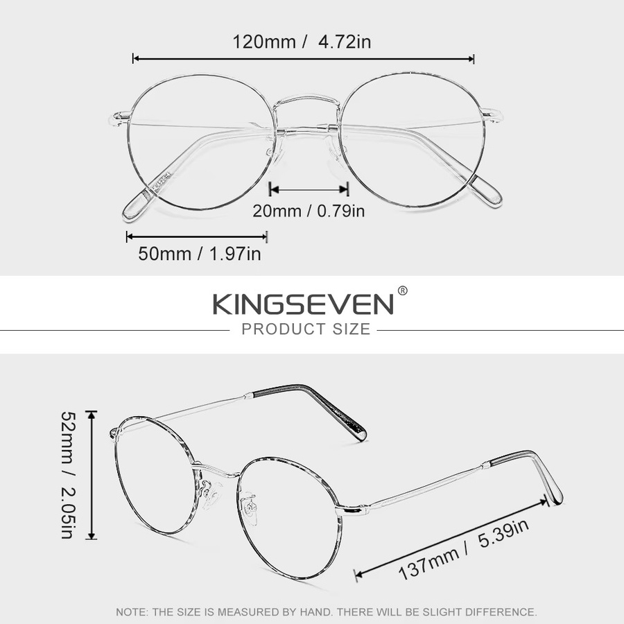 KINGSEVEN Korrektionsbrille, Rund, Metall, Vollrand, Unisex, Blaulichtfilter - Bild 2