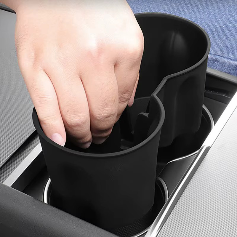 Beworth Becherhalter aus Silikon für Tesla Modell Y Juniper 2025 2026, Schwarz, Getränkehalter für vorne und hinten - Bild 2