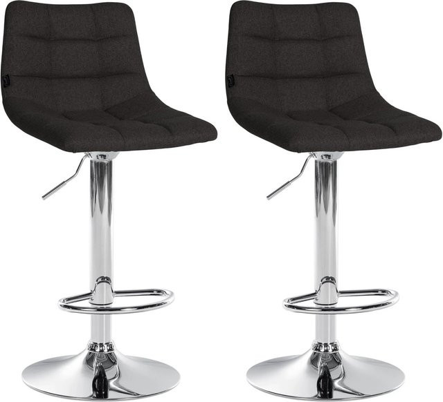 DELUKE Barhocker 2er Set DUBAI Schwarz Stoff mit Chrom Gestell und Lehne - Bild 1