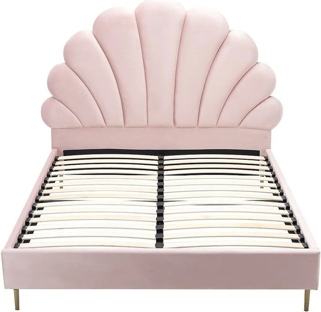 Vente-unique Bettrahmen Livaya im Art Deco Stil aus Samt in Rosa, B/T/H: 140 x 190 x 166 cm - Bild 1