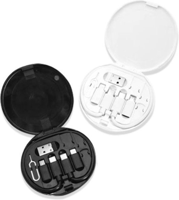 Multi-USB-Typ-C-auf-C-und-Lightning-Ladeadapter-Set mit 60W Leistung in Schwarz und Weiß - Bild 1