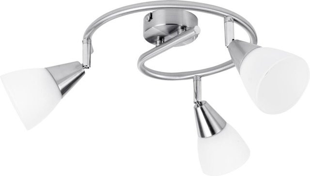 POCOline Spotspirale Tadea 3-flgige Deckenleuchte aus Metall und Glas in Nickel matt und Weiß, B/H/L: 30 x 20 x 30 cm, E14, 3 Brennstellen - Bild 1
