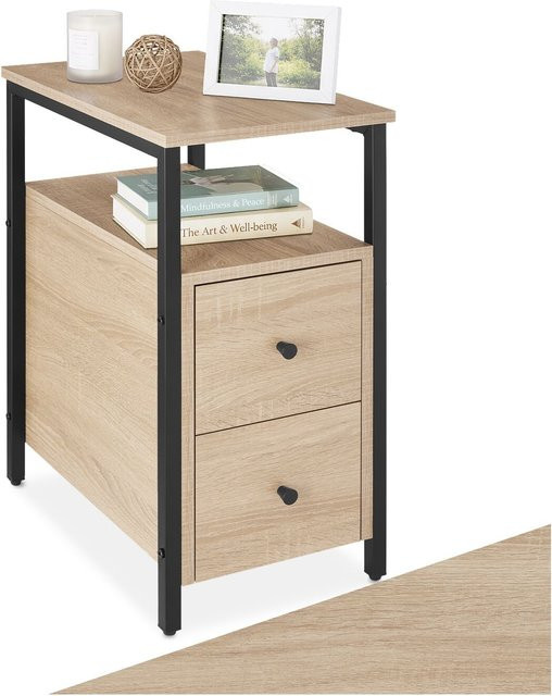 tectake Nachttisch Tullamore im Industrial Style mit 2 Schubladen und 2 Ablagen, Farbe Braun, B/T/H: 49,5 x 30 x 61,5 cm - Bild 1