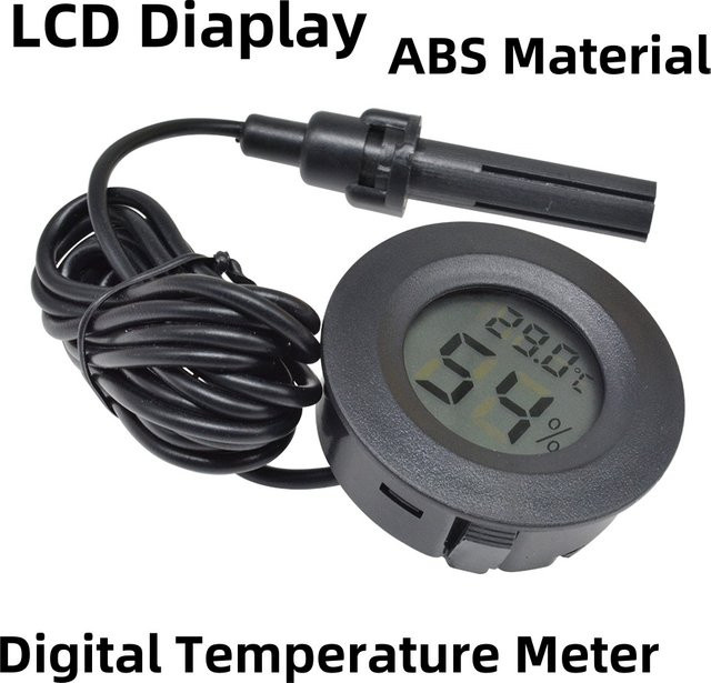 Gaqqee Digitales Thermometer-Hygrometer mit 1,5 Meter Sonde für dein Aquarium, Schwarz - Bild 1