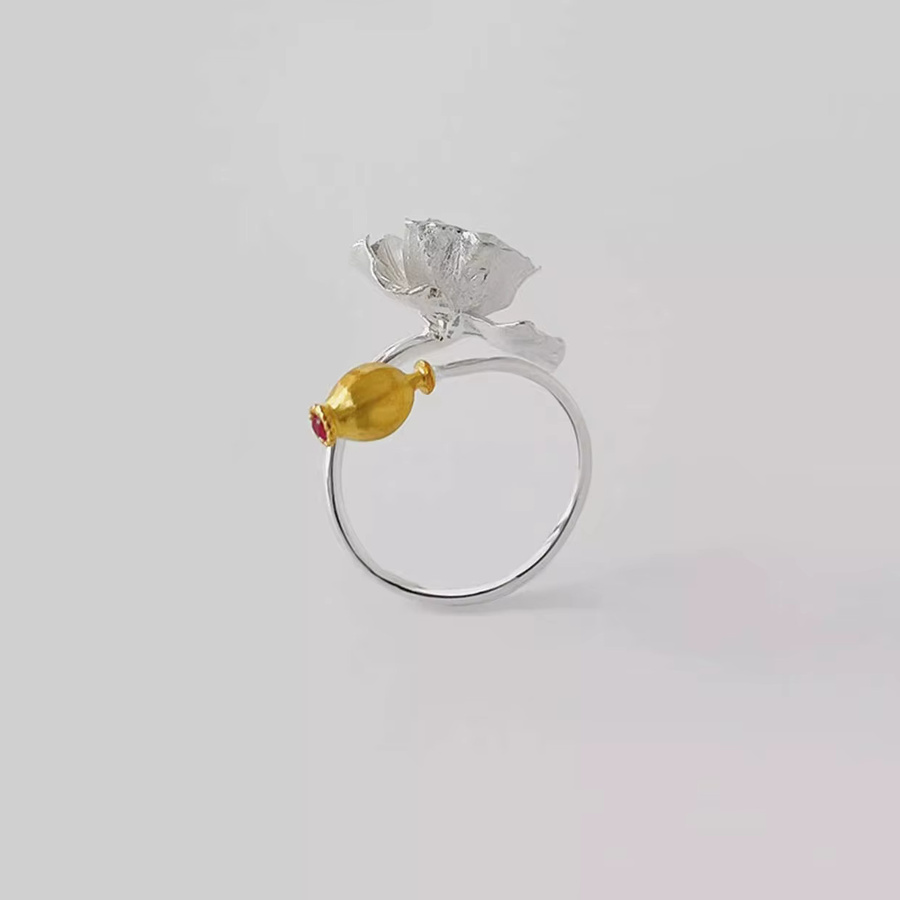 Lakecrystal Offener Fingerring 925 Silber, goldfarben, Damen - Bild 3