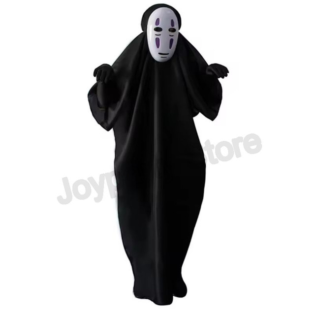 Cosfans No Face Cosplay Kostüm, Maske, Handschuhe, schwarzer Umhang, Set - Bild 1